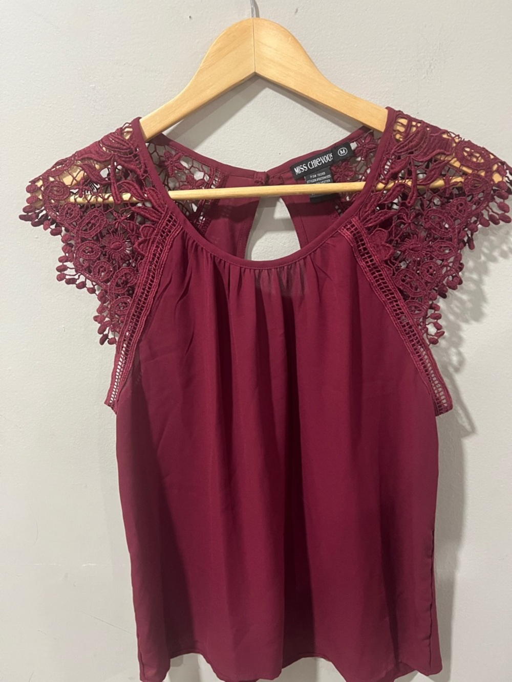Miss Chievous Wine Crochet Cap-Sleeve Camisole